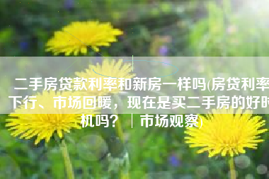 二手房贷款利率和新房一样吗(房贷利率下行、市场回暖，现在是买二手房的好时机吗？│市场观察)