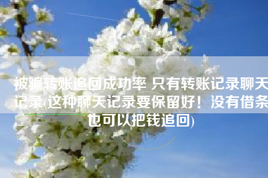 被骗转账追回成功率 只有转账记录聊天记录(这种聊天记录要保留好！没有借条也可以把钱追回)