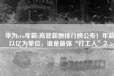 华为ceo年薪(高管薪酬排行榜公布！年薪以亿为单位，谁是最强“打工人”？)