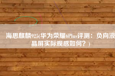 海思麒麟925(华为荣耀6Plus评测：负向液晶屏实际观感如何？)