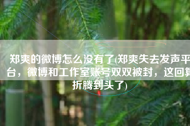 郑爽的微博怎么没有了(郑爽失去发声平台，微博和工作室账号双双被封，这回算折腾到头了)