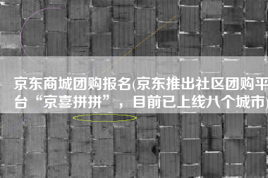 京东商城团购报名(京东推出社区团购平台“京喜拼拼”，目前已上线八个城市)