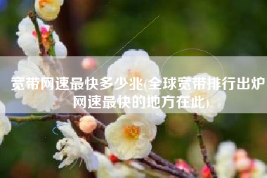 宽带网速最快多少兆(全球宽带排行出炉：网速最快的地方在此)