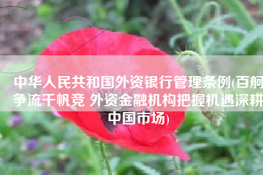 中华人民共和国外资银行管理条例(百舸争流千帆竞 外资金融机构把握机遇深耕中国市场)