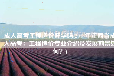 成人高考工程造价好学吗(2018年江西省成人高考：工程造价专业介绍及发展前景如何？)