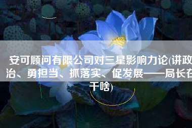 安可顾问有限公司对三星影响力论(讲政治、勇担当、抓落实、促发展——局长在干啥)
