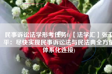 民事诉讼法学形考任务1(【法学汇】张卫平：尽快实现民事诉讼法与民法典全方位体系化连接)