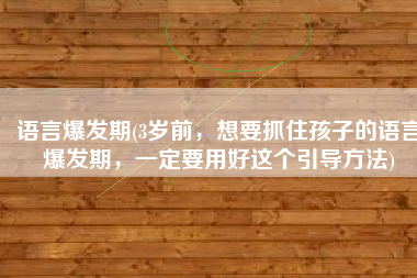 语言爆发期(3岁前，想要抓住孩子的语言爆发期，一定要用好这个引导方法)