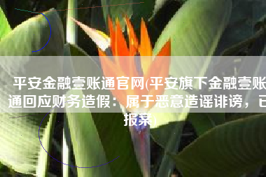 平安金融壹账通官网(平安旗下金融壹账通回应财务造假：属于恶意造谣诽谤，已报案)