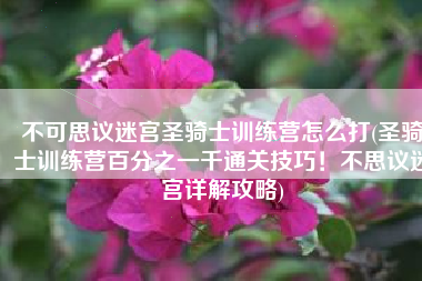 不可思议迷宫圣骑士训练营怎么打(圣骑士训练营百分之一千通关技巧！不思议迷宫详解攻略)