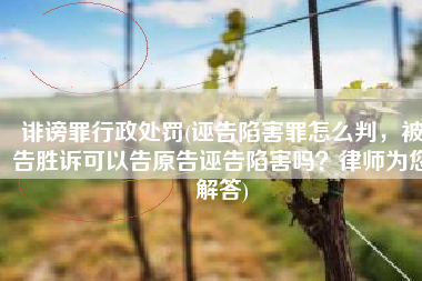 诽谤罪行政处罚(诬告陷害罪怎么判，被告胜诉可以告原告诬告陷害吗？律师为您解答)