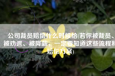 公司裁员赔偿什么时候给(若你被裁员、被劝退、被降薪，一定要知道这些流程和赔偿方案)