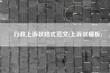 行政上诉状格式范文(上诉状模板)