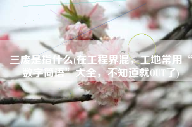 三废是指什么(在工程界混，工地常用“数字简语”大全，不知道就OUT了)