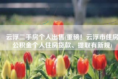 云浮二手房个人出售(重磅！云浮市住房公积金个人住房贷款、提取有新规)