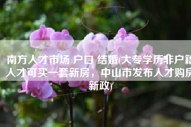 南方人才市场 户口 结婚(大专学历非户籍人才可买一套新房，中山市发布人才购房新政)