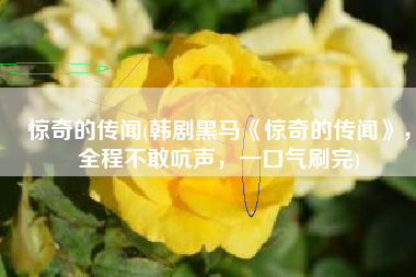 惊奇的传闻(韩剧黑马《惊奇的传闻》，全程不敢吭声，一口气刷完)