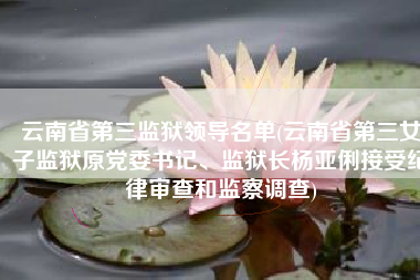 云南省第三监狱领导名单(云南省第三女子监狱原党委书记、监狱长杨亚俐接受纪律审查和监察调查)