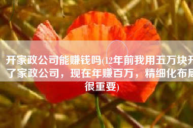 开家政公司能赚钱吗(12年前我用五万块开了家政公司，现在年赚百万，精细化布局很重要)