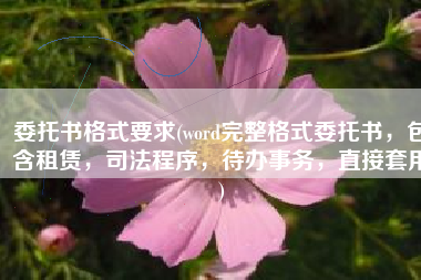 委托书格式要求(word完整格式委托书，包含租赁，司法程序，待办事务，直接套用)