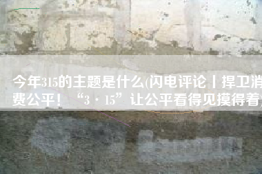 今年315的主题是什么(闪电评论丨捍卫消费公平！“3·15”让公平看得见摸得着)