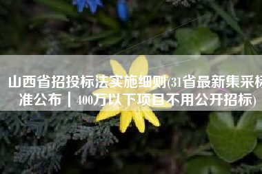山西省招投标法实施细则(31省最新集采标准公布｜400万以下项目不用公开招标)