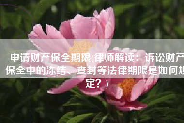 申请财产保全期限(律师解读：诉讼财产保全中的冻结、查封等法律期限是如何规定？)