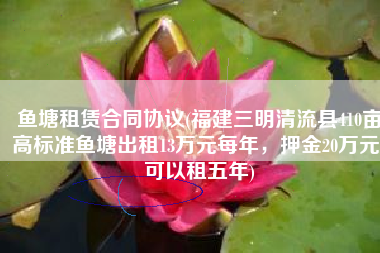 鱼塘租赁合同协议(福建三明清流县410亩高标准鱼塘出租13万元每年，押金20万元，可以租五年)