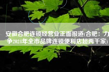 安徽合肥连锁经营业正面报道(合肥：力争2024年全市品牌连锁便利店超两千家)