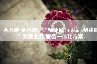 金万维(金万维：“畅捷通T+&帮我吧”实现业务/服务一体化方案)
