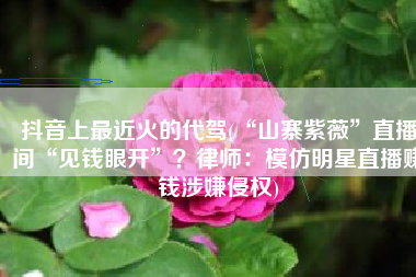 抖音上最近火的代驾(“山寨紫薇”直播间“见钱眼开”？律师：模仿明星直播赚钱涉嫌侵权)