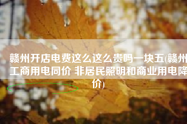 赣州开店电费这么这么贵吗一块五(赣州工商用电同价 非居民照明和商业用电降价)