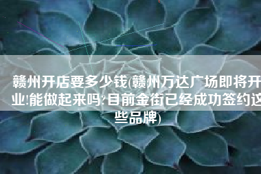 赣州开店要多少钱(赣州万达广场即将开业!能做起来吗?目前金街已经成功签约这些品牌)