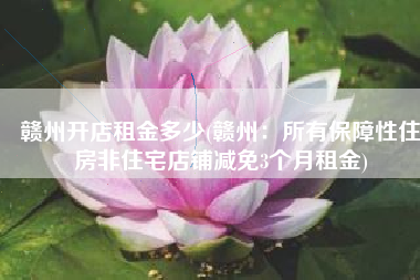 赣州开店租金多少(赣州：所有保障性住房非住宅店铺减免3个月租金)