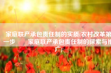 家庭联产承包责任制的实质(农村改革第一步――家庭联产承包责任制的探索与推广)