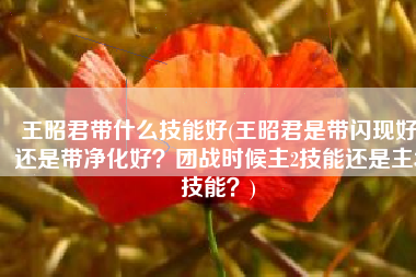 王昭君带什么技能好(王昭君是带闪现好还是带净化好？团战时候主2技能还是主3技能？)