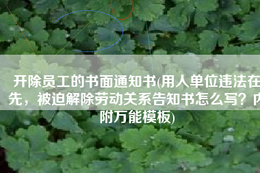 开除员工的书面通知书(用人单位违法在先，被迫解除劳动关系告知书怎么写？内附万能模板)