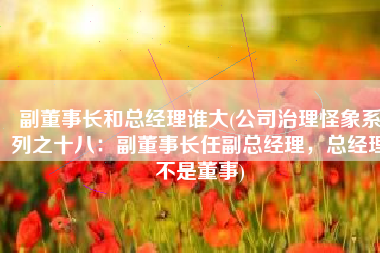 副董事长和总经理谁大(公司治理怪象系列之十八：副董事长任副总经理，总经理不是董事)