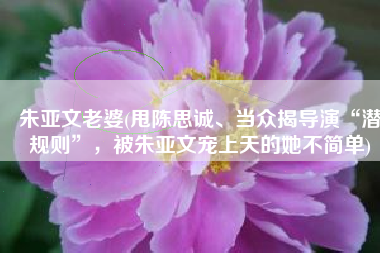 朱亚文老婆(甩陈思诚、当众揭导演“潜规则”，被朱亚文宠上天的她不简单)