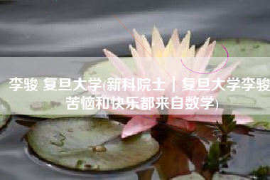 李骏 复旦大学(新科院士｜复旦大学李骏：苦恼和快乐都来自数学)