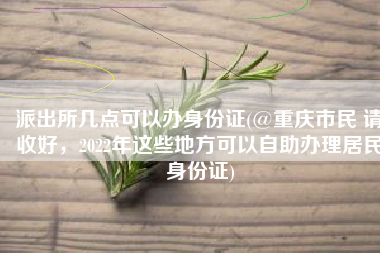 派出所几点可以办身份证(@重庆市民 请收好，2022年这些地方可以自助办理居民身份证)