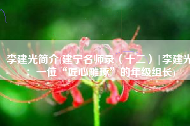 李建光简介(建宁名师录（十二）|李建光：一位“匠心雕琢”的年级组长)