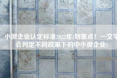 小微企业认定标准2022年(划重点！一文学会判定不同政策下的中小微企业)