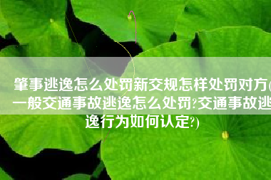 肇事逃逸怎么处罚新交规怎样处罚对方(一般交通事故逃逸怎么处罚?交通事故逃逸行为如何认定?)