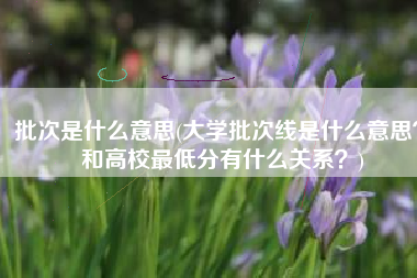批次是什么意思(大学批次线是什么意思？ 和高校最低分有什么关系？)