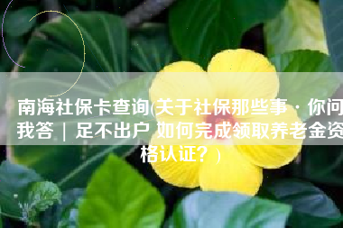 南海社保卡查询(关于社保那些事·你问我答 | 足不出户 如何完成领取养老金资格认证？)