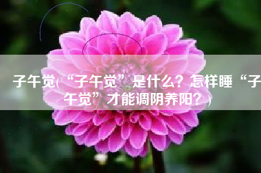 子午觉(“子午觉”是什么？怎样睡“子午觉”才能调阴养阳？)