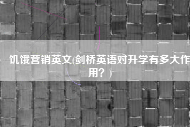 饥饿营销英文(剑桥英语对升学有多大作用？)