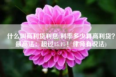 什么叫高利贷利息(利率多少算高利贷？最高法：超过15.4%！律师有说法)