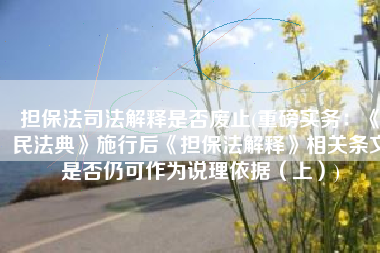担保法司法解释是否废止(重磅实务：《民法典》施行后《担保法解释》相关条文是否仍可作为说理依据（上）)